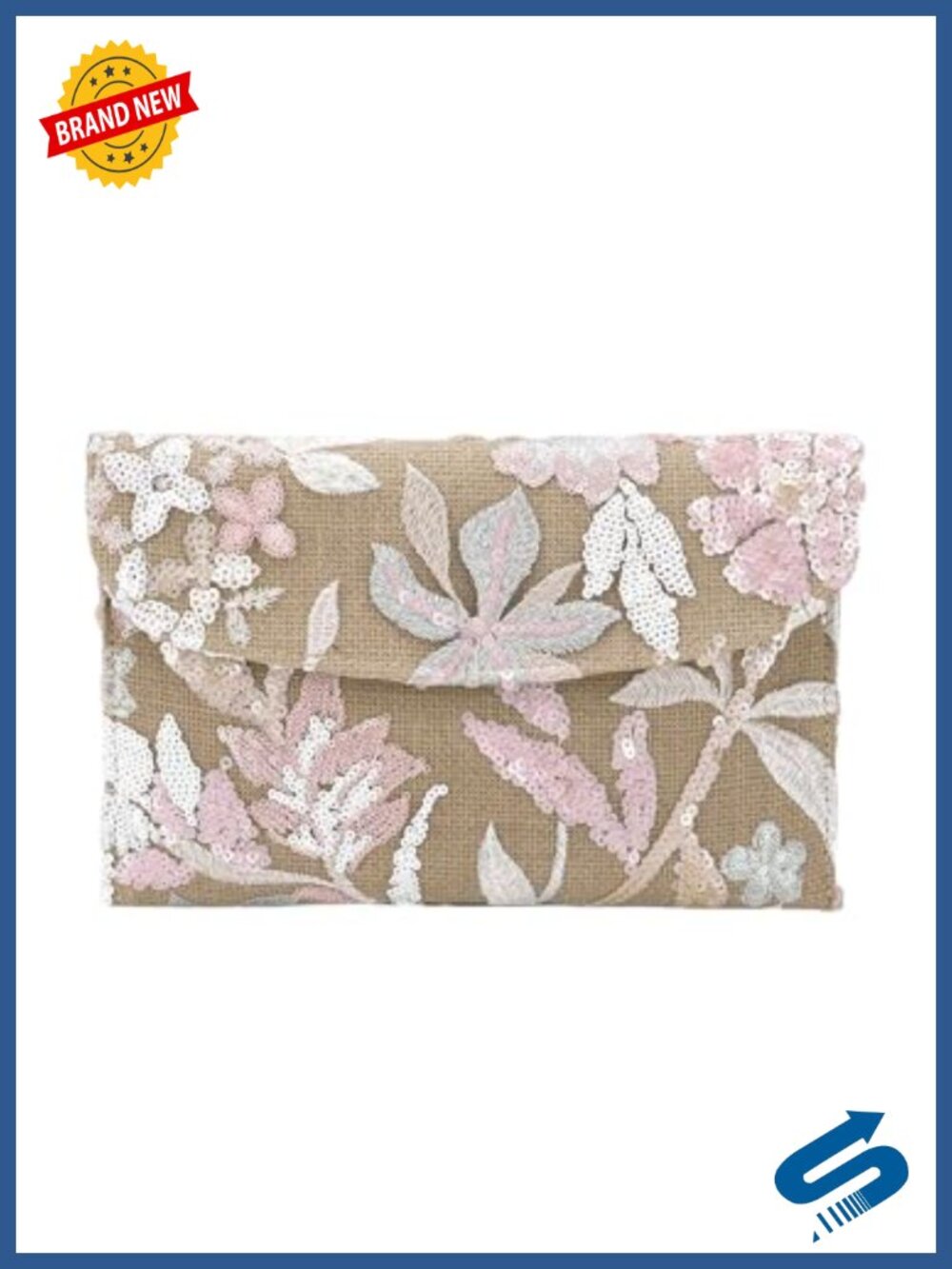 Floral Beaded Sequin Clutch Evening Handbag Embroidered Envelope Purse